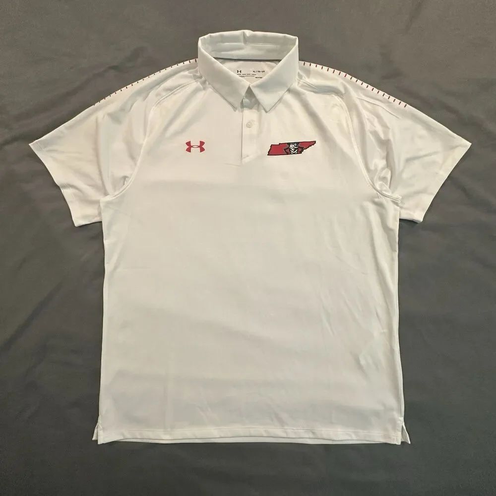 Under Armour Tennessee State Polo Mens XL Loose Shirt White Heatgear NCAA UA